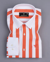 Capital Orange And White Broad Stripe Designer Cotton Shirt