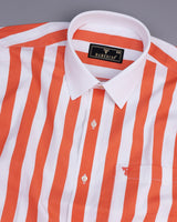 Capital Orange And White Broad Stripe Designer Cotton Shirt
