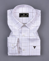 Shallow White With Brown Check Premium Cotton Formal Shirt