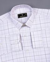 Shallow White With Brown Check Premium Cotton Formal Shirt