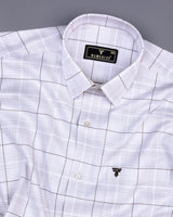 Shallow White With Brown Check Premium Cotton Formal Shirt