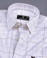 Shallow White With Brown Check Premium Cotton Formal Shirt