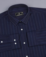 Arebian Blue Dobby Self Stripe Formal Cotton Shirt