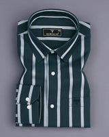 Poison Green With Gray Stripe Formal Cotton Shirt