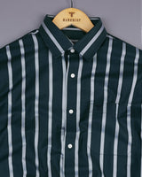 Poison Green With Gray Stripe Formal Cotton Shirt