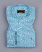 SkyBlue Abstract Geometrical Pattern Oxford Cotton Shirt