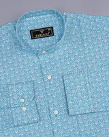 SkyBlue Abstract Geometrical Pattern Oxford Cotton Shirt