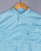SkyBlue Abstract Geometrical Pattern Oxford Cotton Shirt