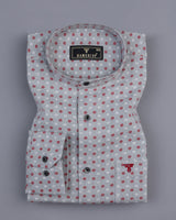 Red And White Sphere Printed Gray Color Plaid Flannel Shirt