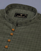 Tenex Green Check Premium Cotton Shirt Style Kurta