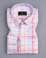 Corbin Pink And Gray Twill Check Premium Cotton Shirt