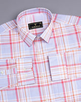 Corbin Pink And Gray Twill Check Premium Cotton Shirt