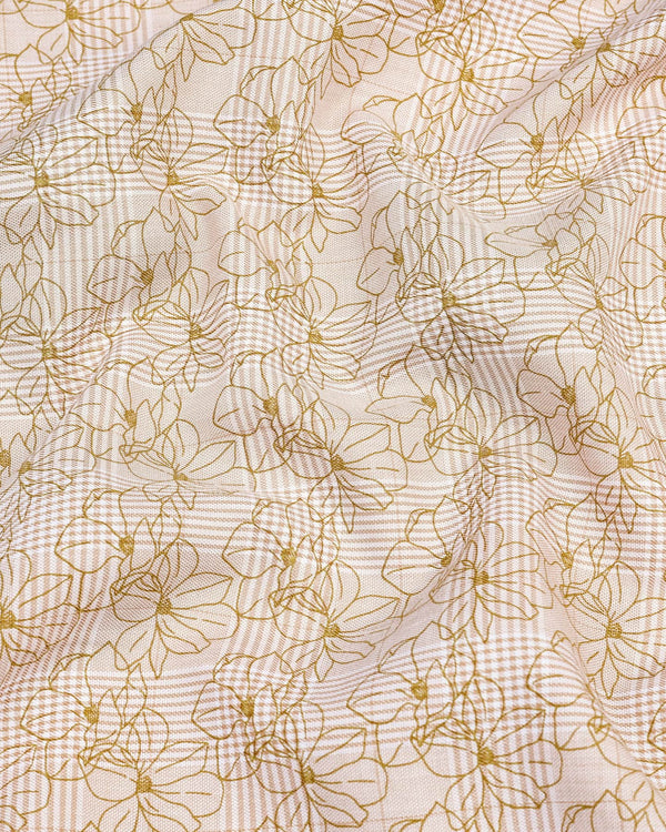 Periwinkle Cream Flower Printed Cotton Shirt Style Kurta