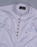 Hilton Gray Self Weft Stripe Dobby Cotton Shirt Style Kurta