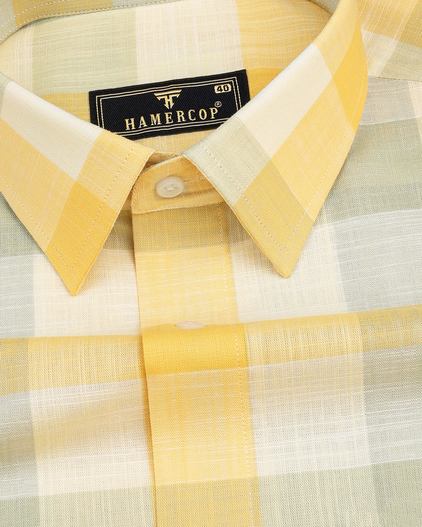 Lagos Yellow Multishaded Sudoku Check Linen Cotton Shirt Hamercop