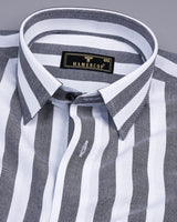 Ceniza Black With White Broad Stripe Oxford Cotton Shirt