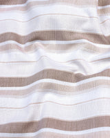Carabet Cream With White Stripe Oxford Cotton Formal Shirt