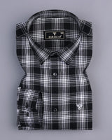 Fedora Black With White Check Formal Cotton Shirt
