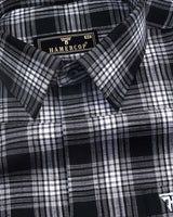 Fedora Black With White Check Formal Cotton Shirt