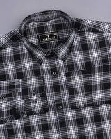 Fedora Black With White Check Formal Cotton Shirt