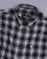 Fedora Black With White Check Formal Cotton Shirt