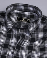 Fedora Black With White Check Formal Cotton Shirt