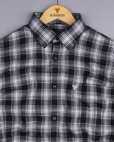 Fedora Black With White Check Formal Cotton Shirt