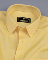 Banana Yellow Hexagon Shaped Dobby Cotton Shirt