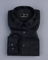 Black Weft Stripe With White Dotted Premium Dobby Cotton Shirt