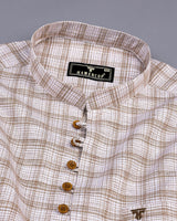 Tortilla Brown With Dusty White Check Cotton Shirt Style Kurta
