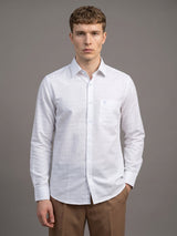 Static White Self Weft Stripe Dobby Cotton Shirt