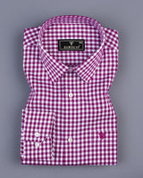 Plum Pink With White Twill Check Soft Cotton Shirt