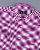 Plum Pink With White Twill Check Soft Cotton Shirt