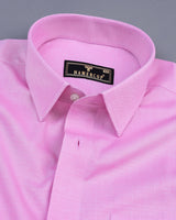 Carnation Pink With White Textured Dobby Cotton Shirt