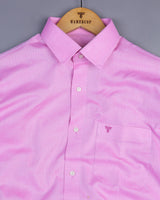 Carnation Pink With White Textured Dobby Cotton Shirt