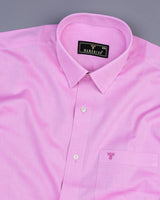Carnation Pink With White Textured Dobby Cotton Shirt