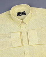 Derino Yellow Dot Printed Linen Cotton Shirt