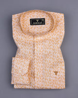 Wilson Orange Leaf Printed Amsler Linen Cotton Shirt