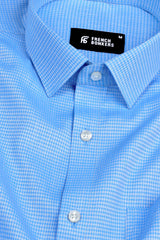 Police strobe blue jacquard printed shirt