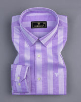 Eclate Lavender With White Stripe Linen Cotton Shirt