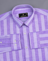 Eclate Lavender With White Stripe Linen Cotton Shirt
