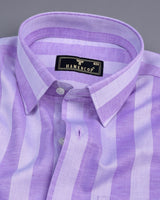 Eclate Lavender With White Stripe Linen Cotton Shirt