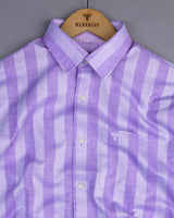 Eclate Lavender With White Stripe Linen Cotton Shirt