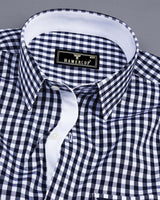Elgin NavyBlue With White Yarn Dyed Check Designer Shirt