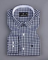 Elgin NavyBlue With White Yarn Dyed Check Designer Shirt