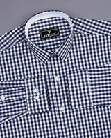 Elgin NavyBlue With White Yarn Dyed Check Designer Shirt