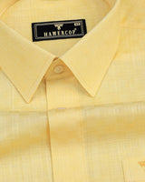 Liza Yellow Amsler Dobby Cotton Solid Shirt