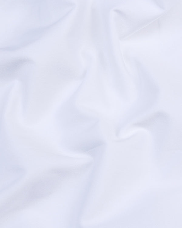 Satin White With Black Cuff And Collar Designer Cotton Shirt