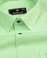 Pista Green Self Stripe Seersucker Cotton Shirt