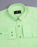 Pista Green Self Stripe Seersucker Cotton Shirt
